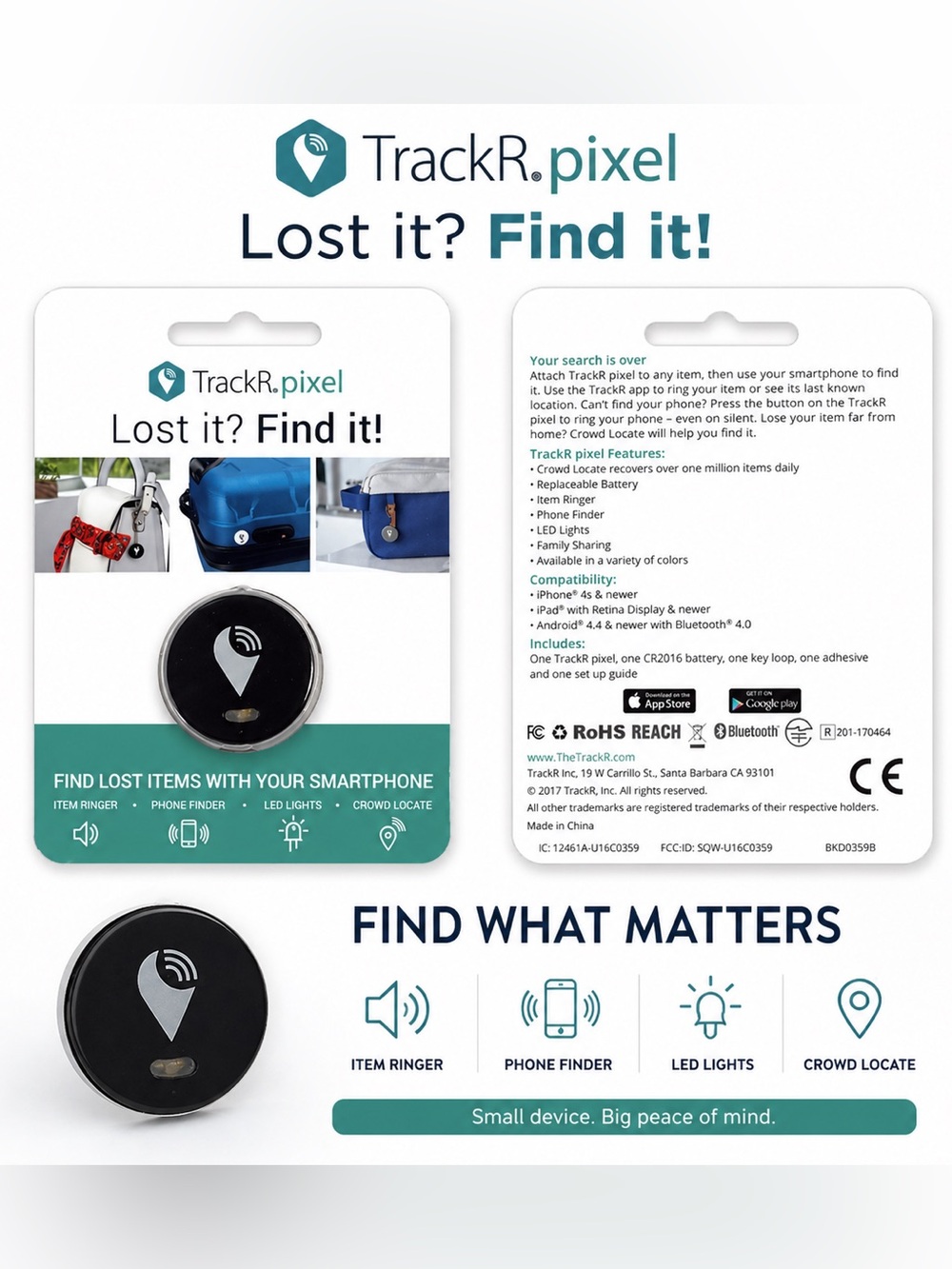 NEW -  TrackR Pixel Bluetooth Tracking Device – SEALED in original packaging